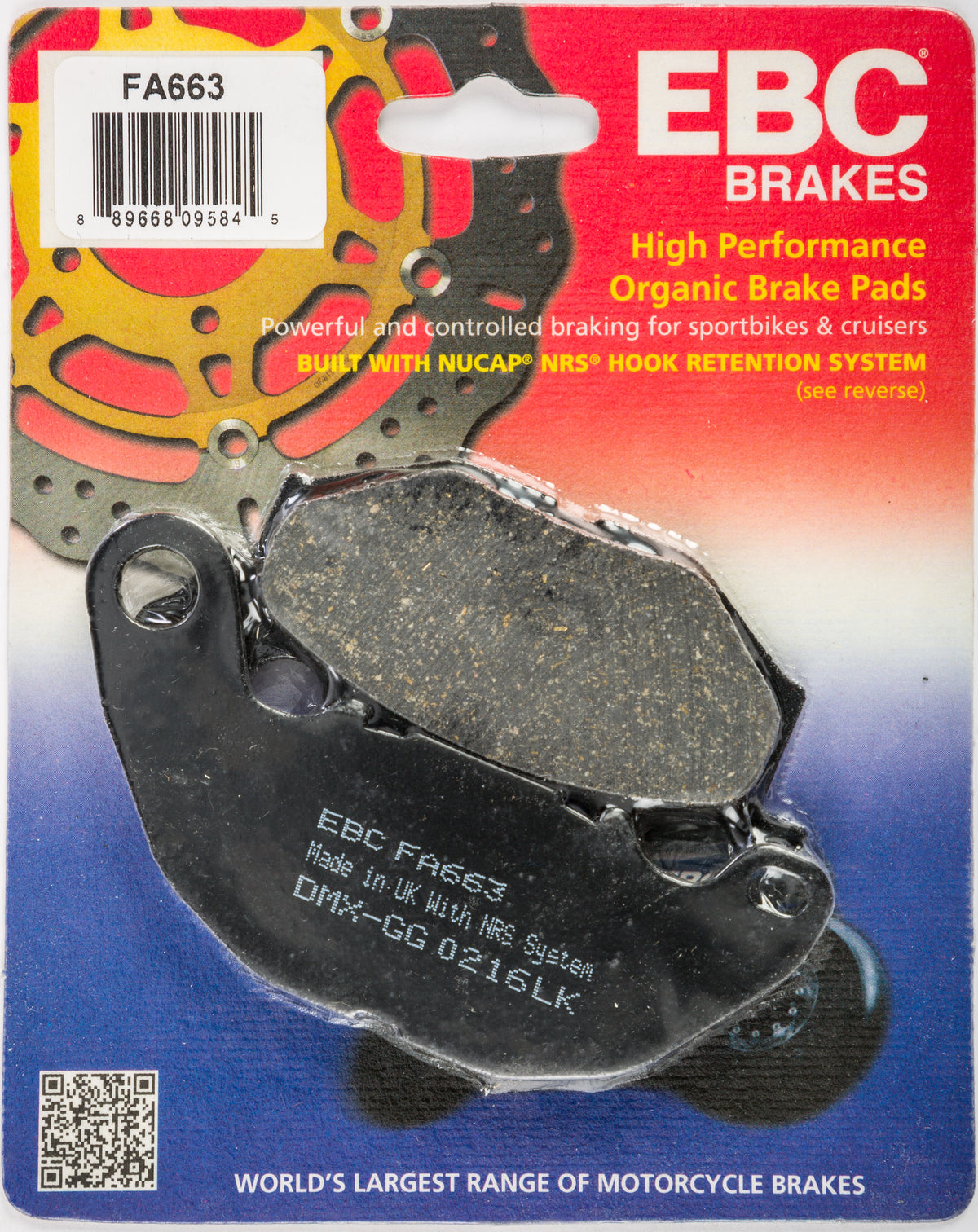 EBC Fa663 Organic Brake Pads for Yamaha YZF-R3 (2015-2017)