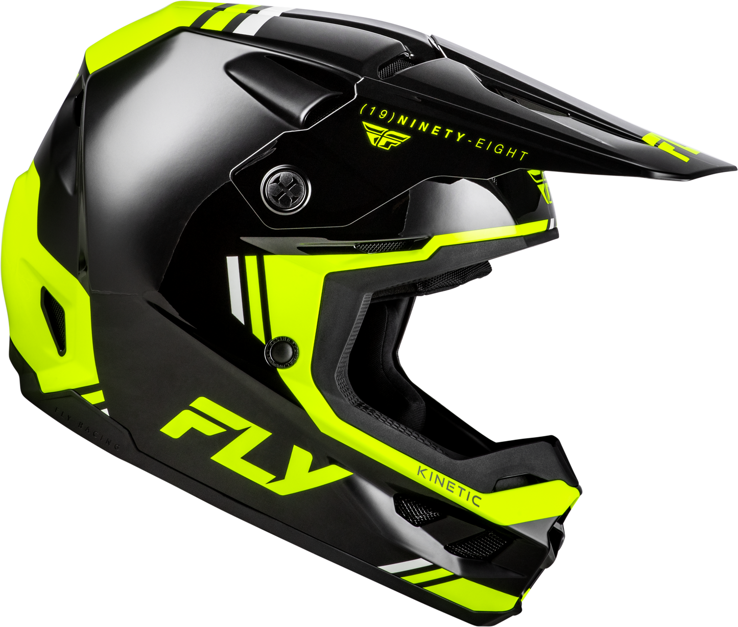 FLY Racing Kinetic Verdict Helmet - Off-Road Motorcycle Helmet for Adults and Youth, X-Large, Black/Hi-Vis Yellow/Grey