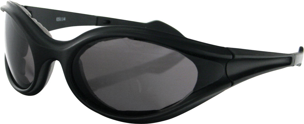 Bobster Foamerz Sunglasses Black with Smoke Lenses - Wraparound Design, Impact-Resistant Polycarbonate Frame