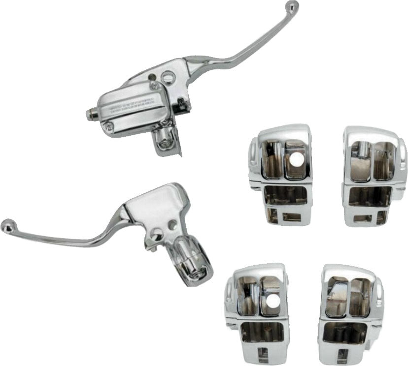 HardDrive Chrome Handlebar Control Kit with OEM Style Clamps and Switches for Harley Davidson V-Twin Models