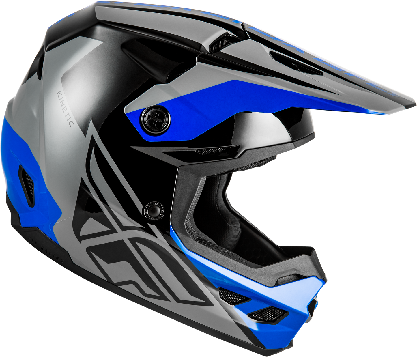 Fly Racing Kinetic Crest Helmet Medium - Off-Road Motocross Helmet in Grey/Black/Blue