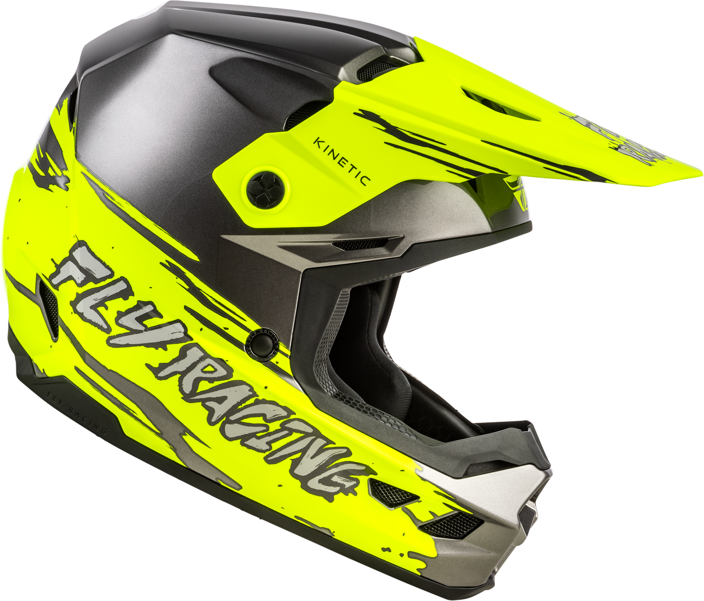 Fly Racing Youth Kinetic Surge Helmet Grey/Hi-Vis Yellow (Part #73-8725YS)