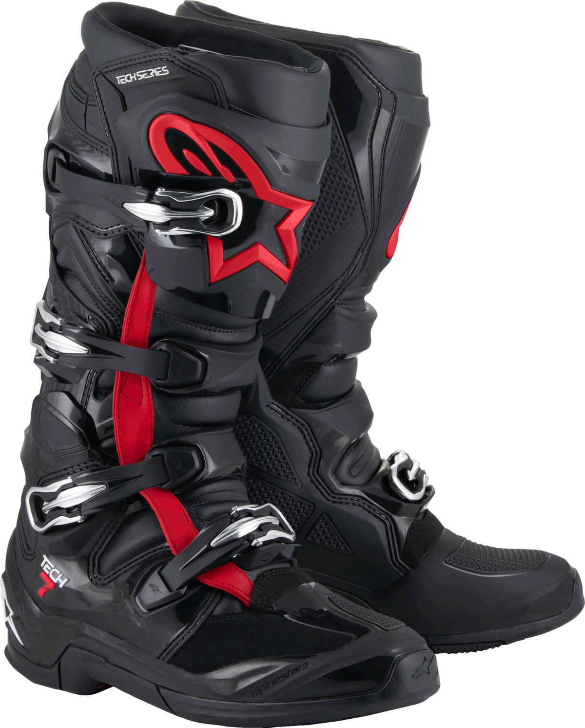 Alpinestars Tech 7 Off-Road Boots US 12 Black and Fluorescent Red
