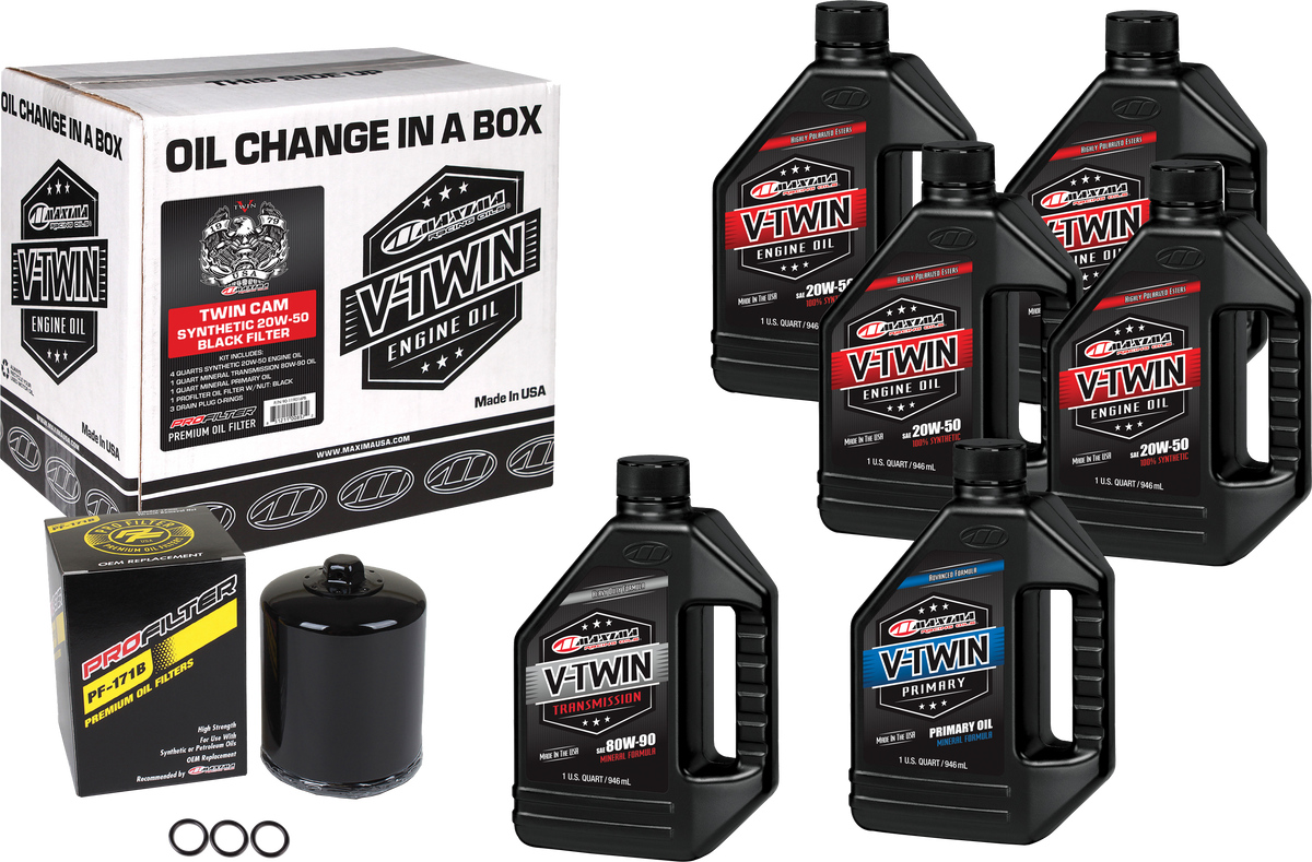 Maxima V-Twin Synthetic Oil Change Kit with Black ProFilter - Part Number 90-119016PB