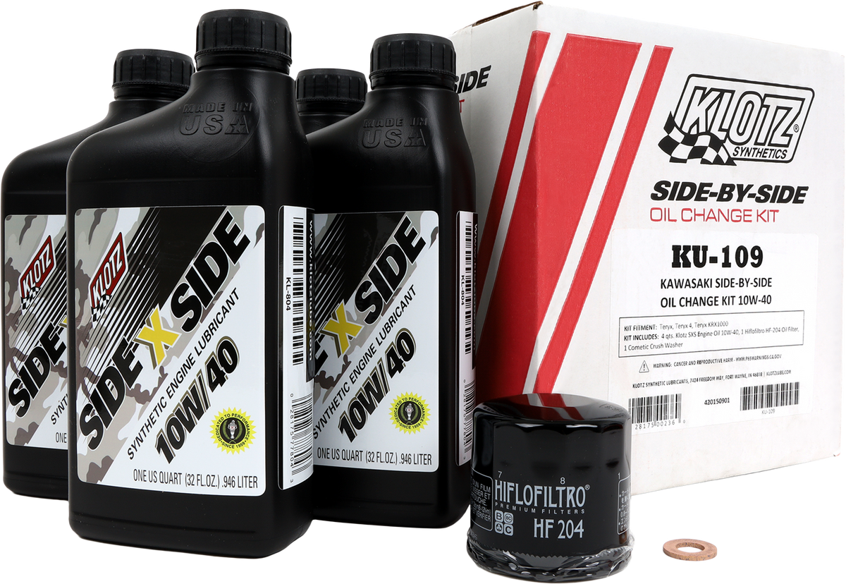 Klotz Kawasaki SXS 4 Quart Synthetic Oil Change Kit for Side-by-Side Vehicles