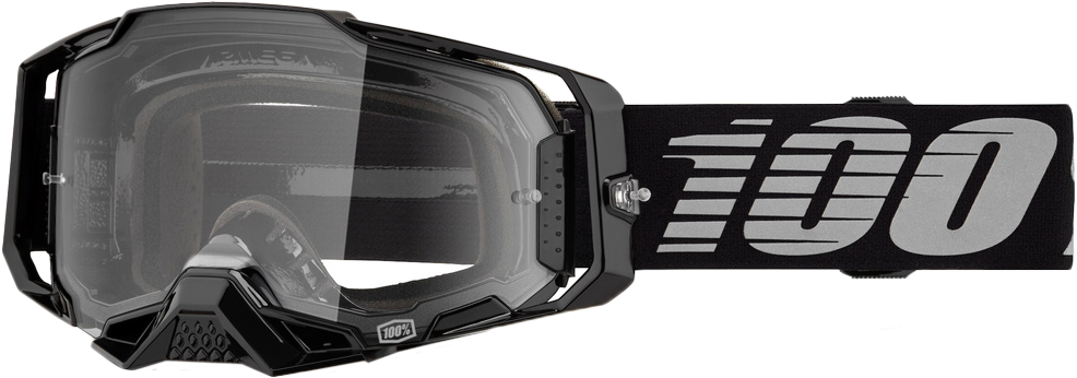 100 Percent Armega Goggle with Clear Lens - Black Offroad Eyewear for Motocross
