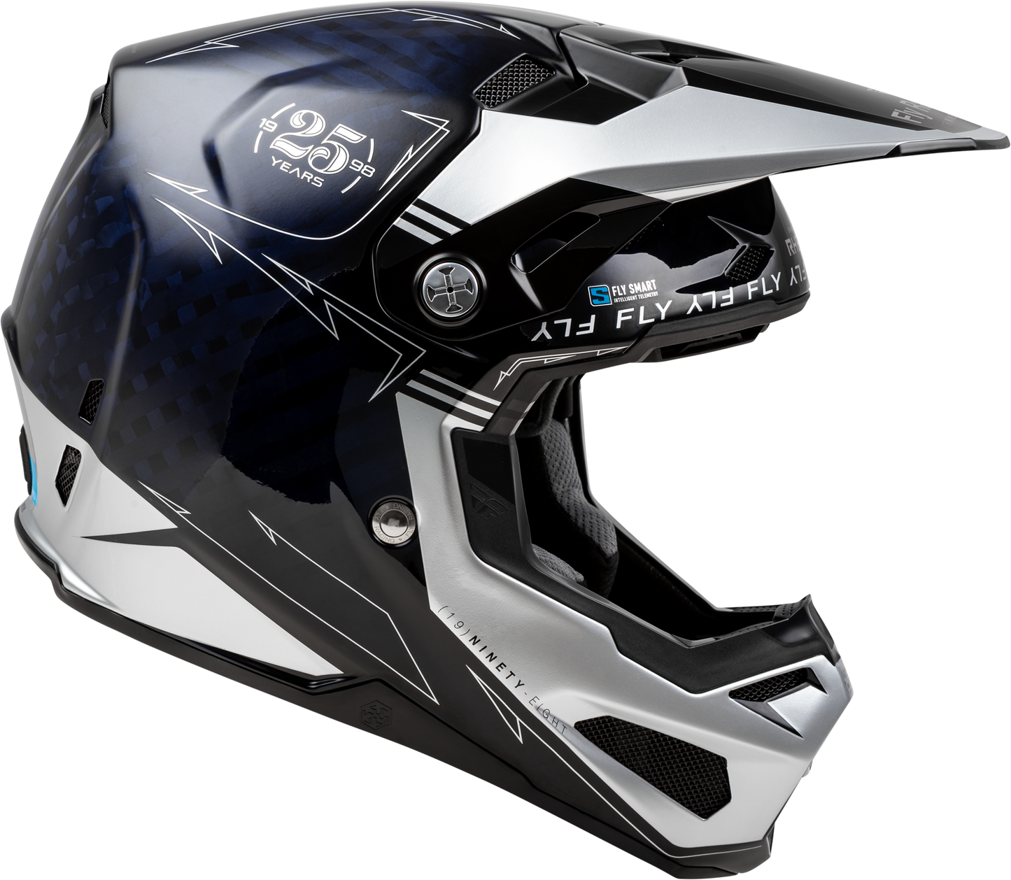Fly Racing Formula S Carbon Legacy Helmet Navy/Silver Small - Offroad Full-Face Helmet with Advanced Impact Protection