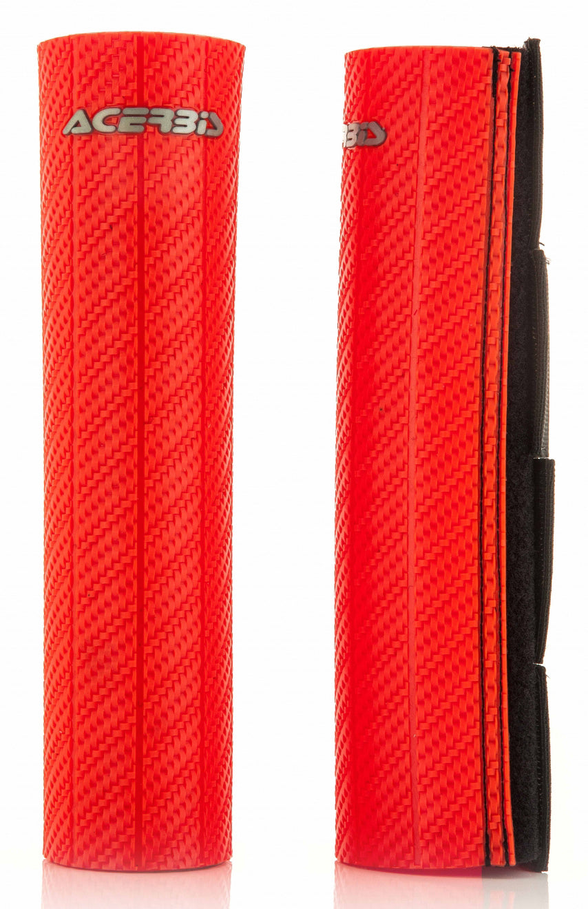 ACERBIS Fork Guard Red - Offroad Carbon Look Rubber Fork Protectors for Motorcycle Forks