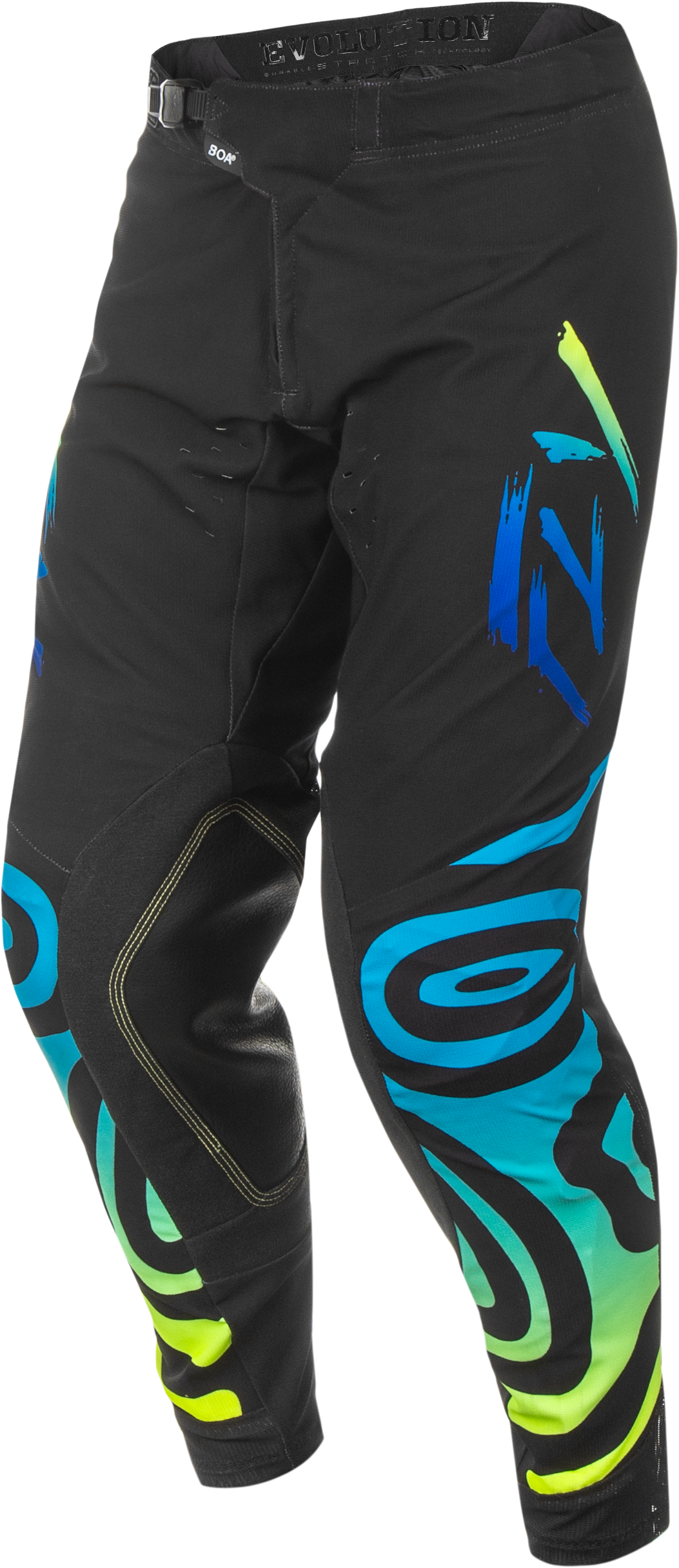 Fly Racing Evolution DST Zen Offroad Pants Size 34 in Black/Blue/Hi-Vis Yellow