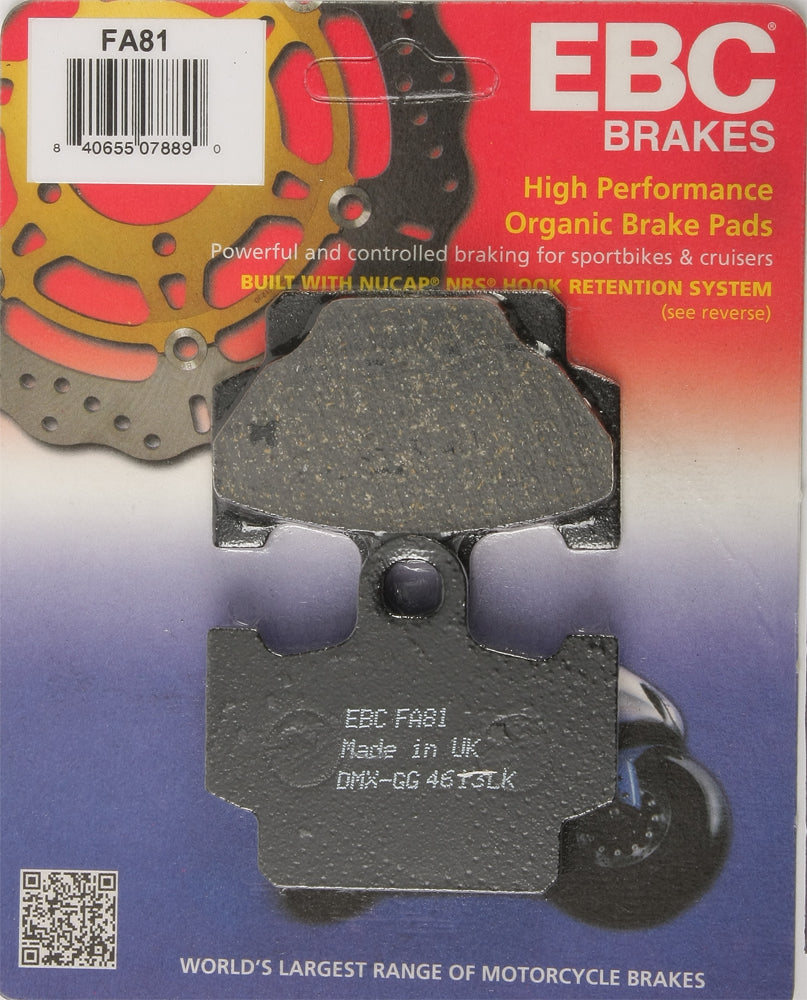 EBC Fa81 Organic Brake Pads for Yamaha XT600 and XV250 Models