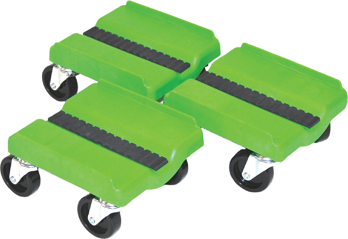 SuperCaddy SS GRN 3-Piece Green Dolly Set for Snow Lifts and Garage Use