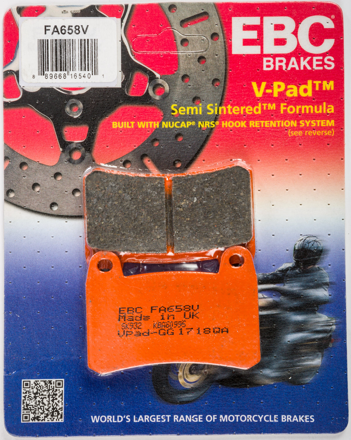 EBC Brakes FA658V Semi Sintered V Series Brake Pads for Street Bikes