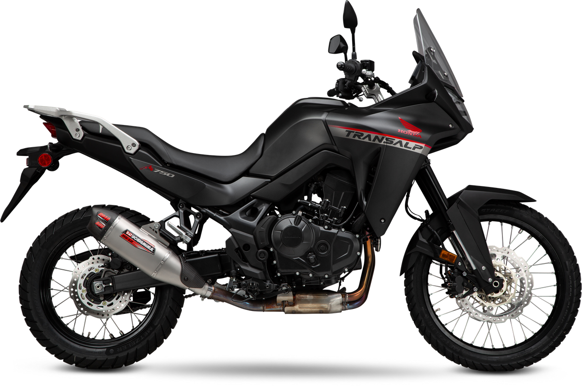 Yoshimura RS-12 ADV Street Slip-On Exhaust for 2024 Honda XL750 Transalp - Matte Carbon Fiber End Cap and Exclusive Finish