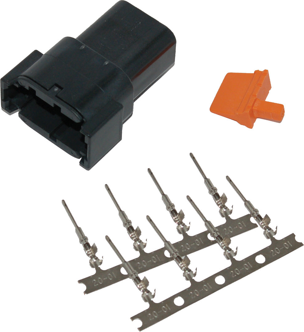 NAMZ CUSTOM CYCLE Deutsch DTM Series 8-Pin Black Connector with Wedge Locks - Part MDR-8B