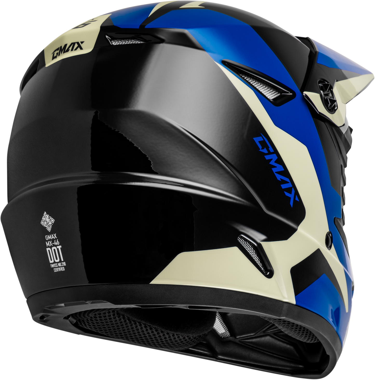 GMAX MX-46 Off-Road Helmet with Ventilation System and Removable Interior – Large, Black/Blue