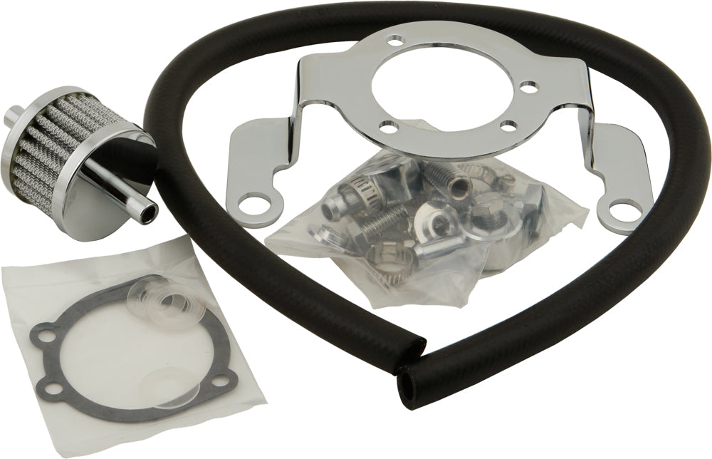 HardDrive Complete Mount Kit for Breather Hose - Chrome for Harley-Davidson 1993-1997 Big Twin Models