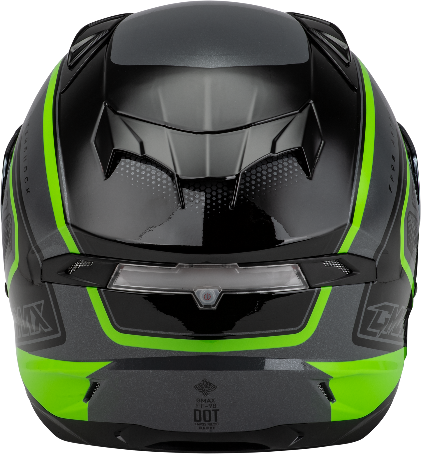 GMAX Ff 98 Aftershock Helmet Grey and Neon Green X-Small - DOT Approved Full-Face Motorcycle Helmet