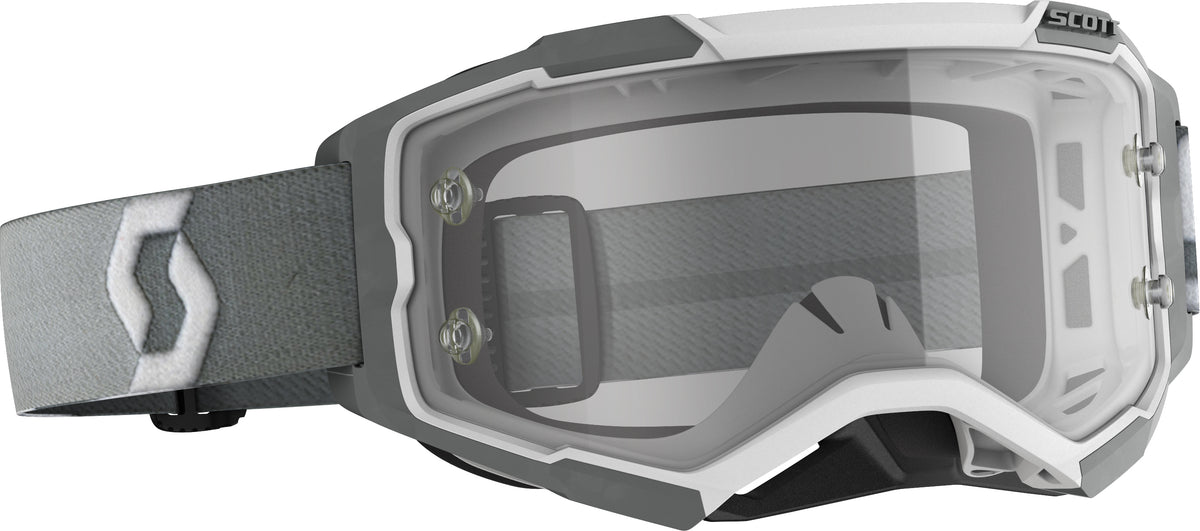 SCOTT Fury Goggle White/Grey with Clear Works Lens for Offroad Protection