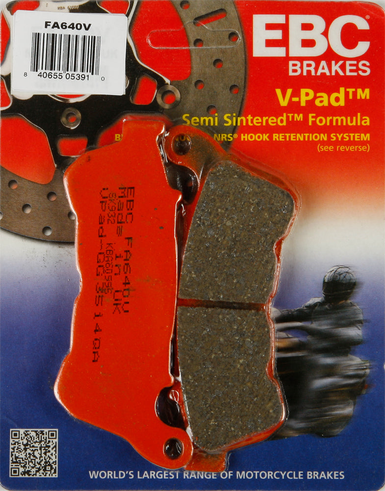 EBC Brakes Fa640V Semi Sintered V Series Brake Pads for Harley Davidson V-Twin Models