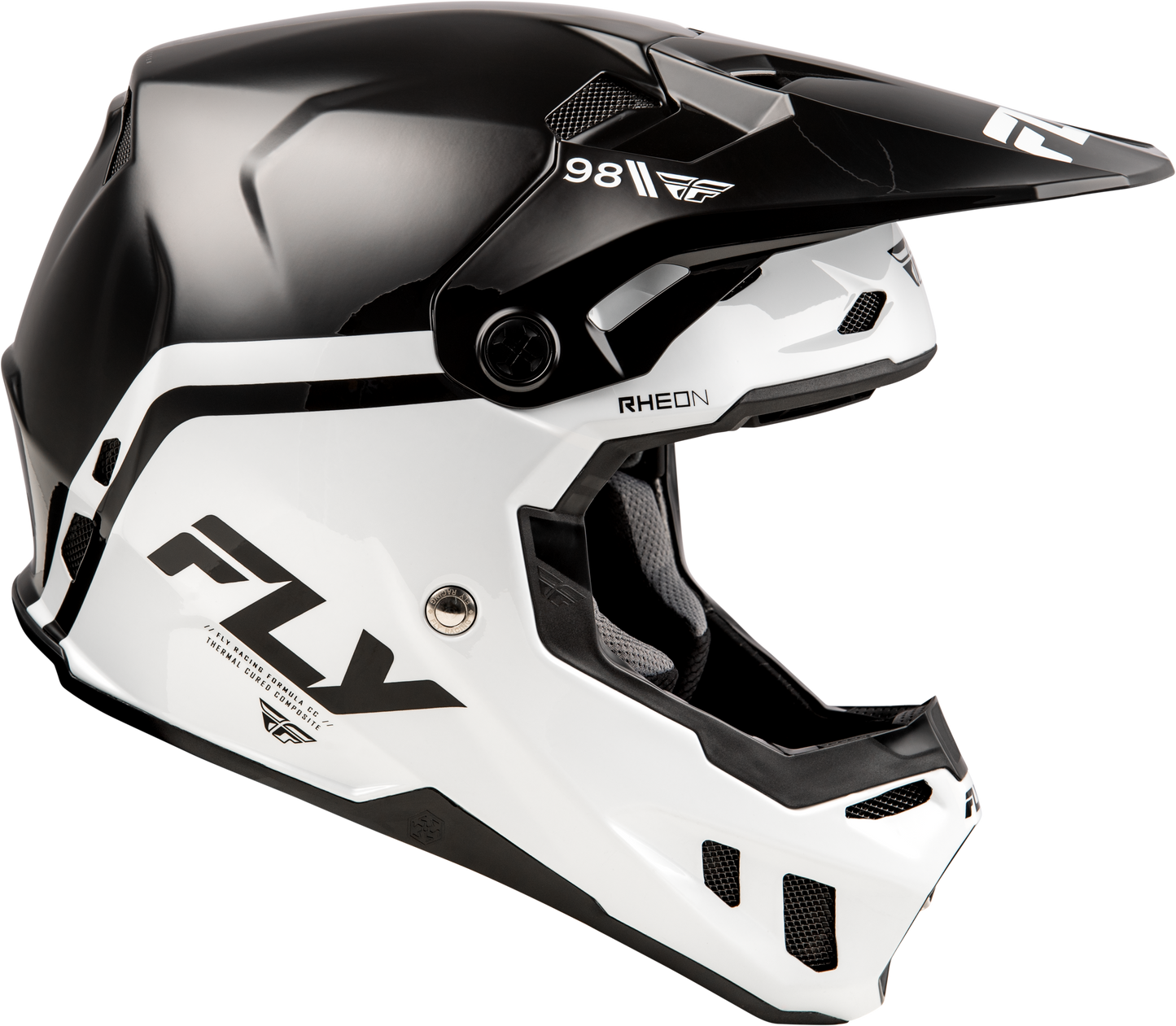 Fly Racing Formula CC Objective Helmet Black/White X-Large – Full-Face Offroad Helmet with Impact Protection and Advanced Ventilation