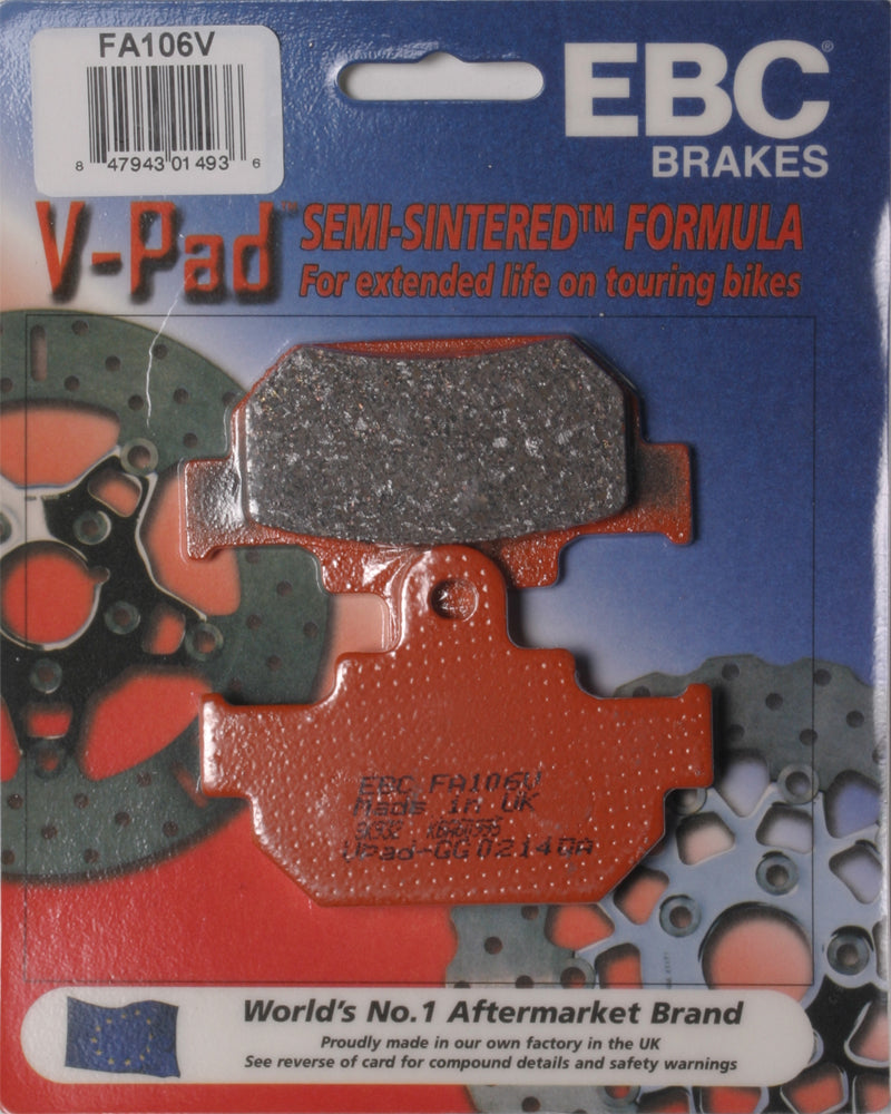 EBC Brakes Fa106V Semi-Sintered V Series Brake Pads for Cruiser and Big Twin Motorcycles
