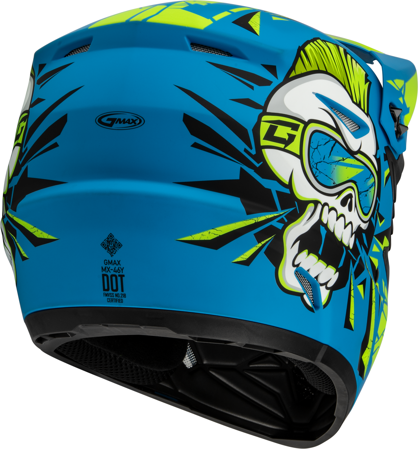 GMAX Youth MX 46Y Unstable Helmet - Matte Blue/Green, Large Off-Road Helmet
