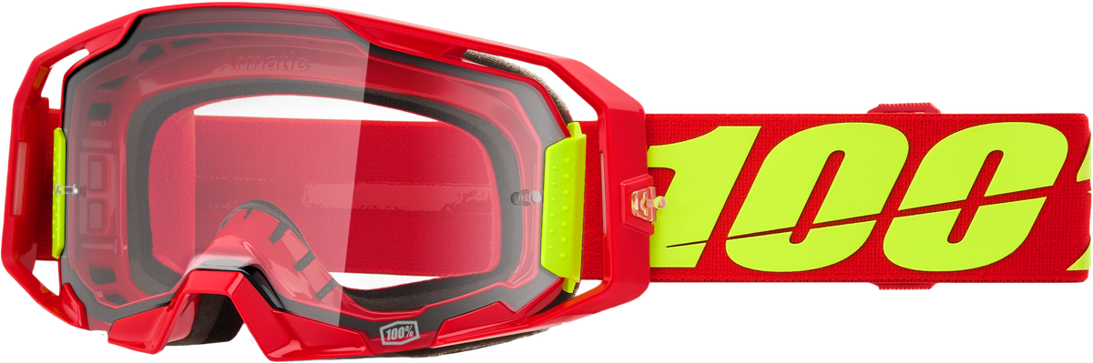100 Percent Armatic Goggle with Clear Lens - Red Offroad Motocross Eyewear
