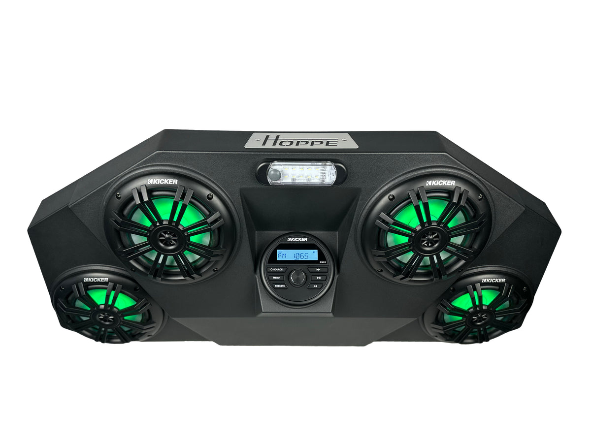 HOPPE HPEL-1003 Mini RGB Marine Audio System with Bluetooth and 4 Speakers for ATV/UTV