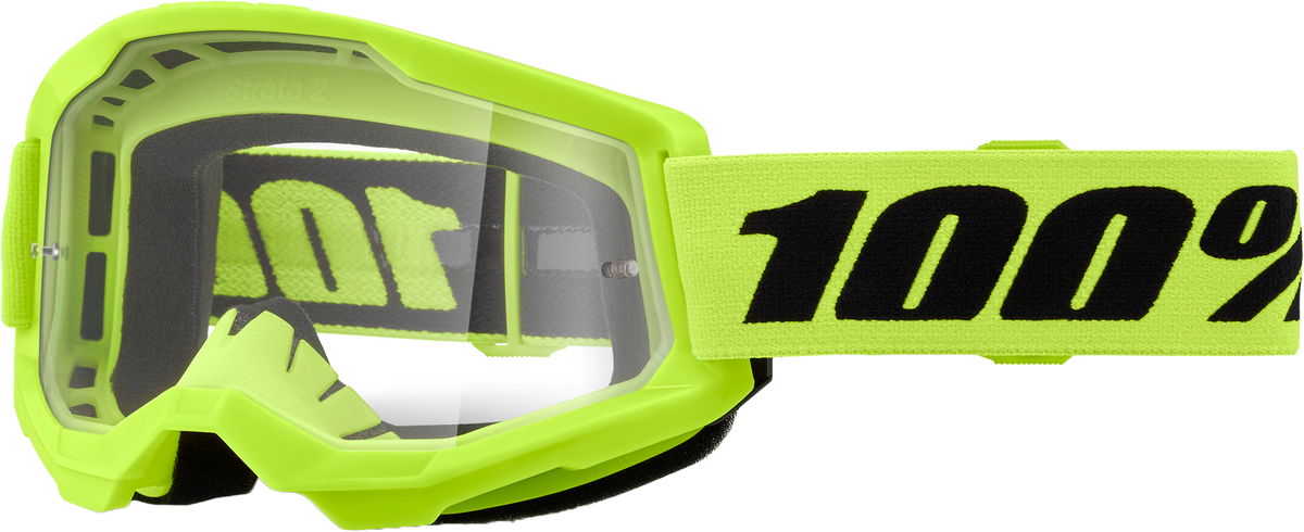 100-Percent Strata 2 Goggle Neon Yellow with Clear Lens for Offroad Riding