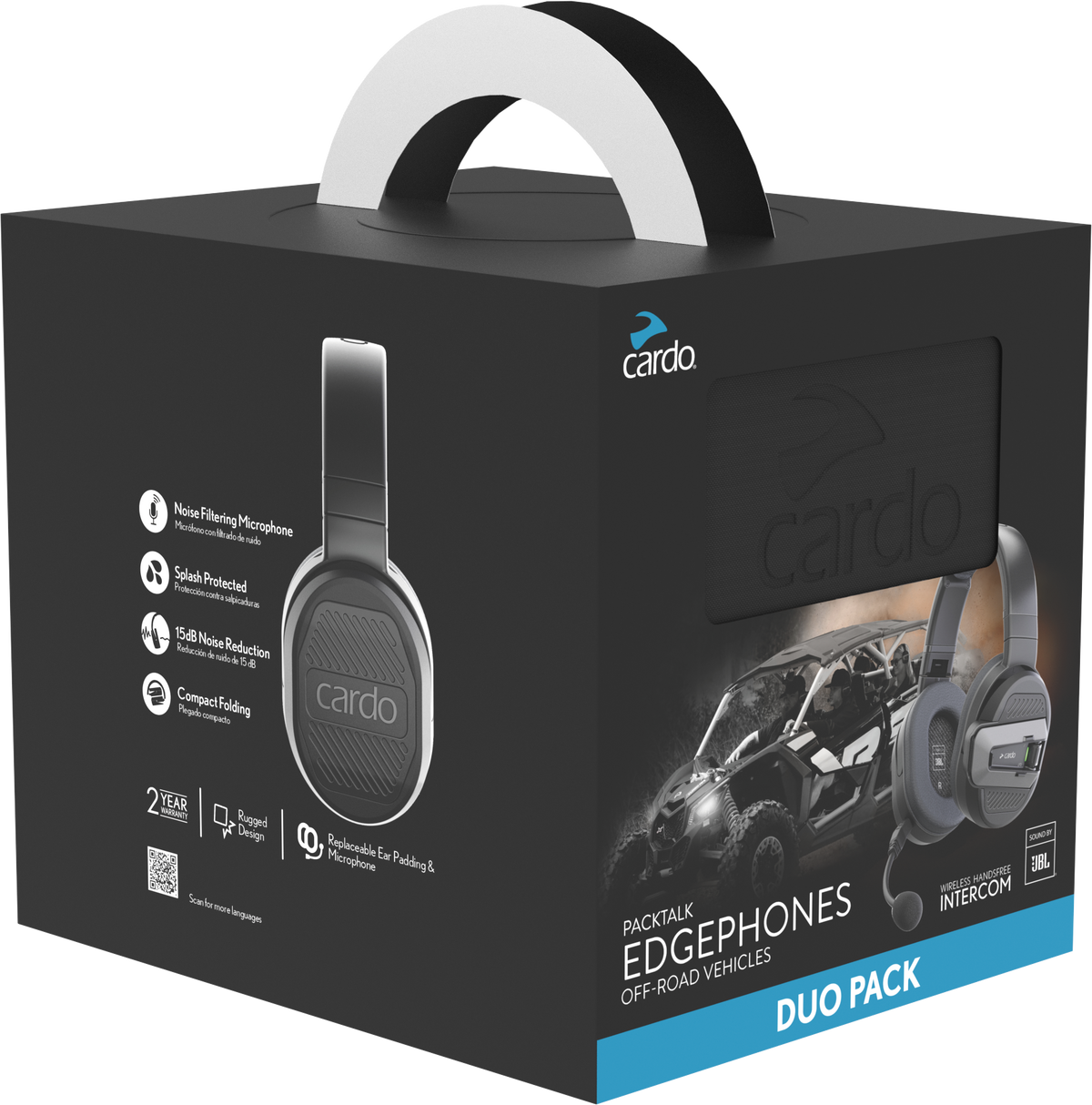 CARDO PTHP0102 Pt Edgephones Duo for ORV – Wireless Bluetooth Motorcycle Communicator with JBL 40mm Speakers