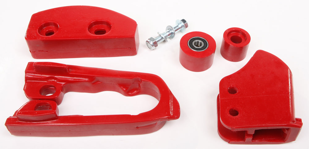 UPP Chain Slider Set Stock (Red) for Suzuki LT-R450 Quadracer – Front & Rear Drive Components