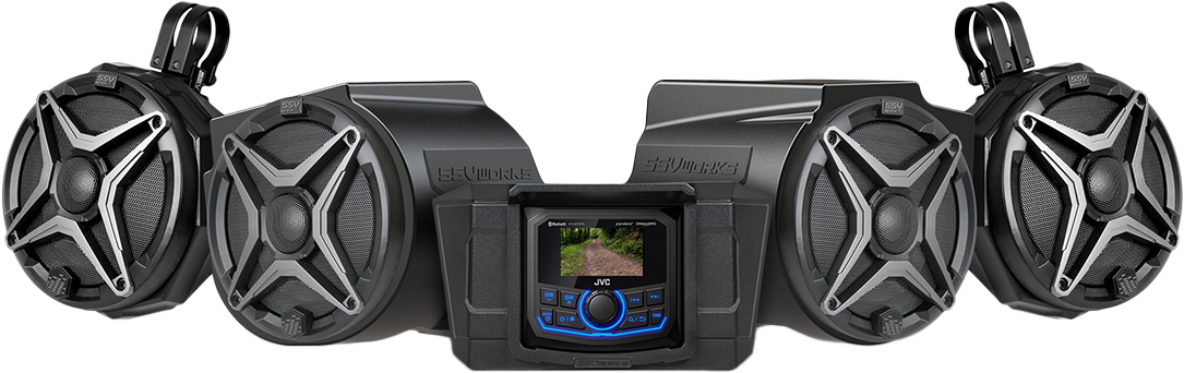 SSV Works 4 Speaker Kit with JVC MR1 Media Receiver and Backup Camera for ATV/UTV