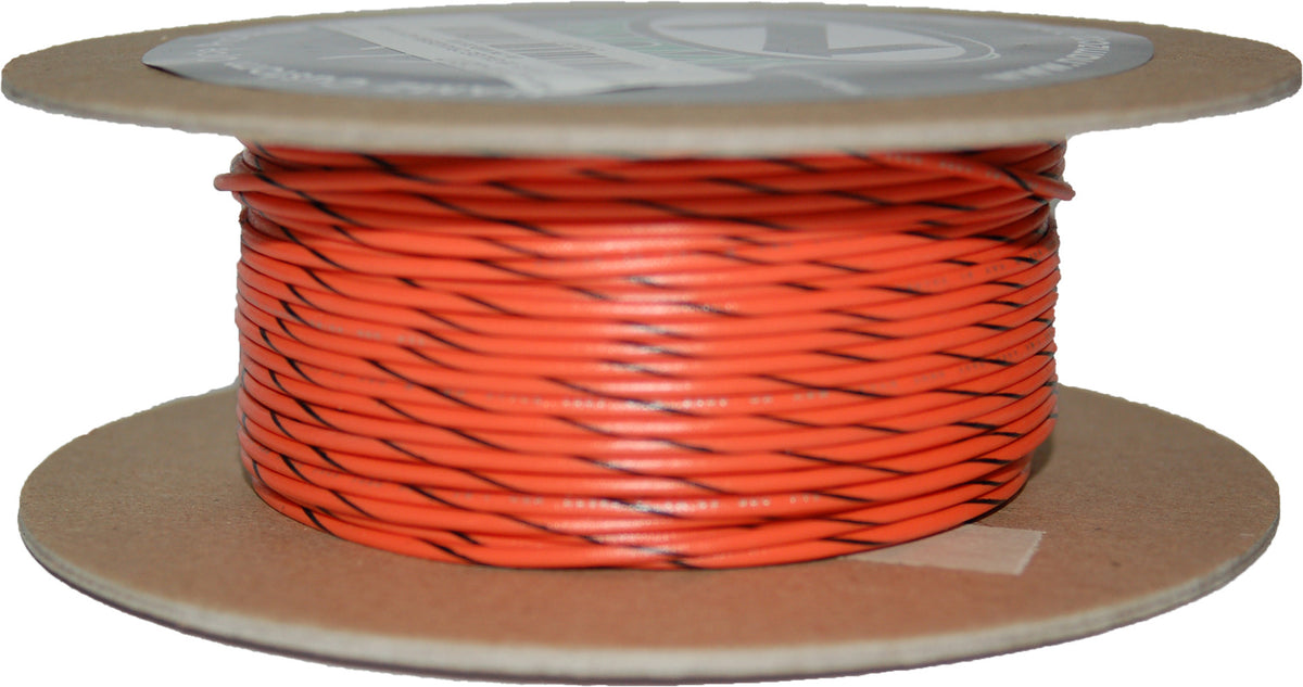 NAMZ Custom Cycle #18 Gauge Orange/Black Stripe Primary Wire – 100 ft Spool, OEM Harley Davidson Colors