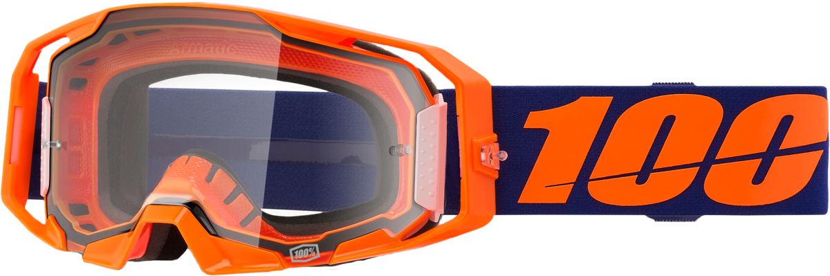 100-Percent Armatic Goggle Neon Orange with Clear Lens – Offroad Motocross Eyewear