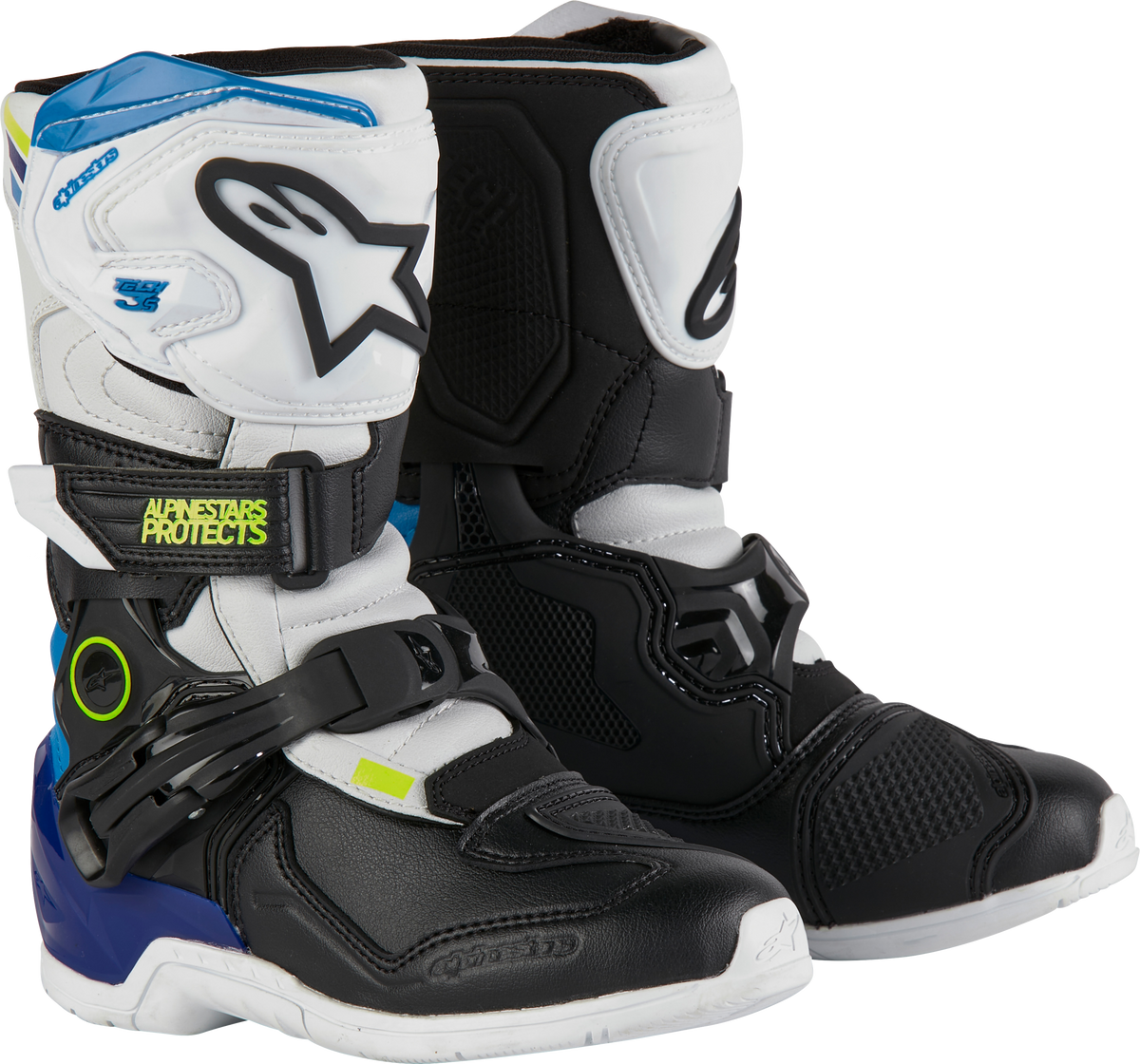 Alpinestars Tech 3s Kids Offroad Boots Youth Size 01 White, Black & Enamel Blue