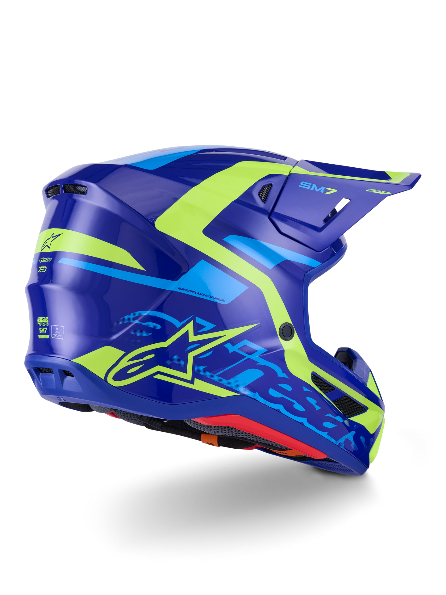 Alpinestars SM7 Deed Helmet Large Blue/Yellow Fluo Glossy Off-Road Motorcycle Helmet