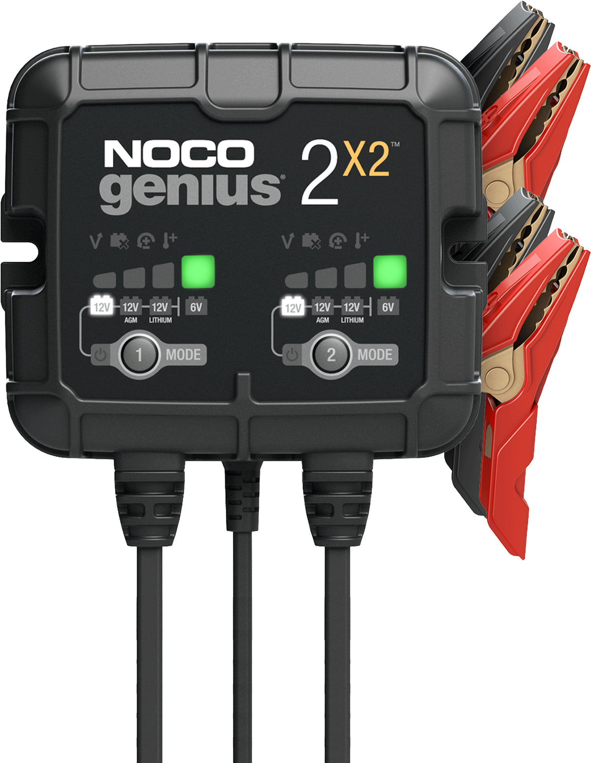 NOCO GENIUS 2X2 Battery Charger for 6V and 12V Lead Acid and Lithium-Ion Batteries