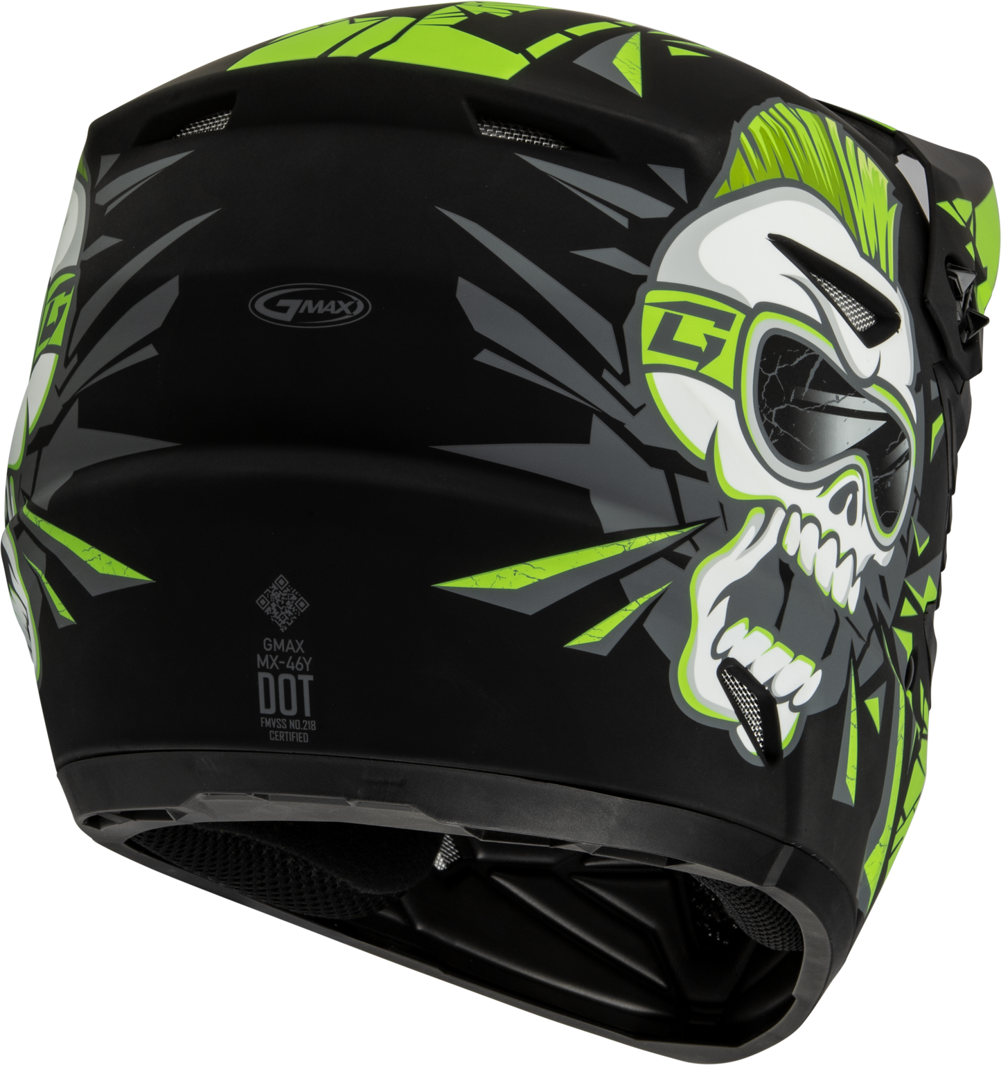 GMAX Youth MX-46Y Off-Road Helmet in Matte Black and Green, Small