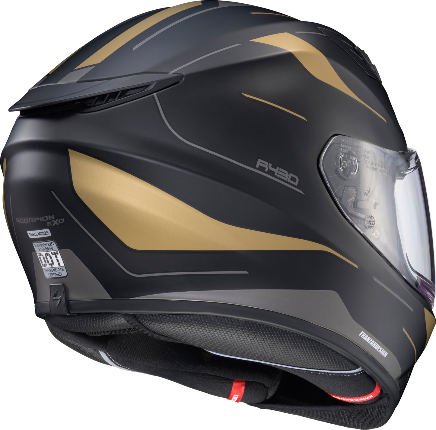 Scorpion EXO EXO-R430 Full Face Helmet – Medium, Black and Gold, Street Performance