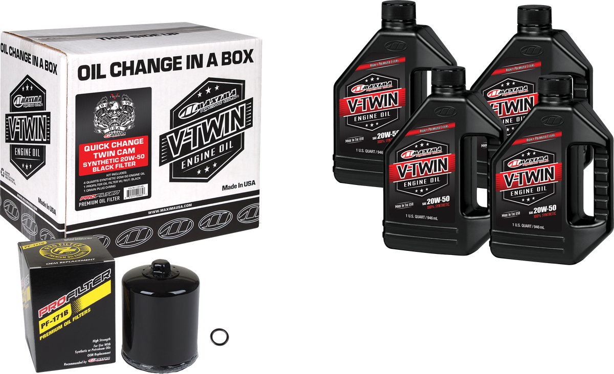 MAXIMA V-Twin Synthetic Oil Change Kit with Black Premium Oil Filter