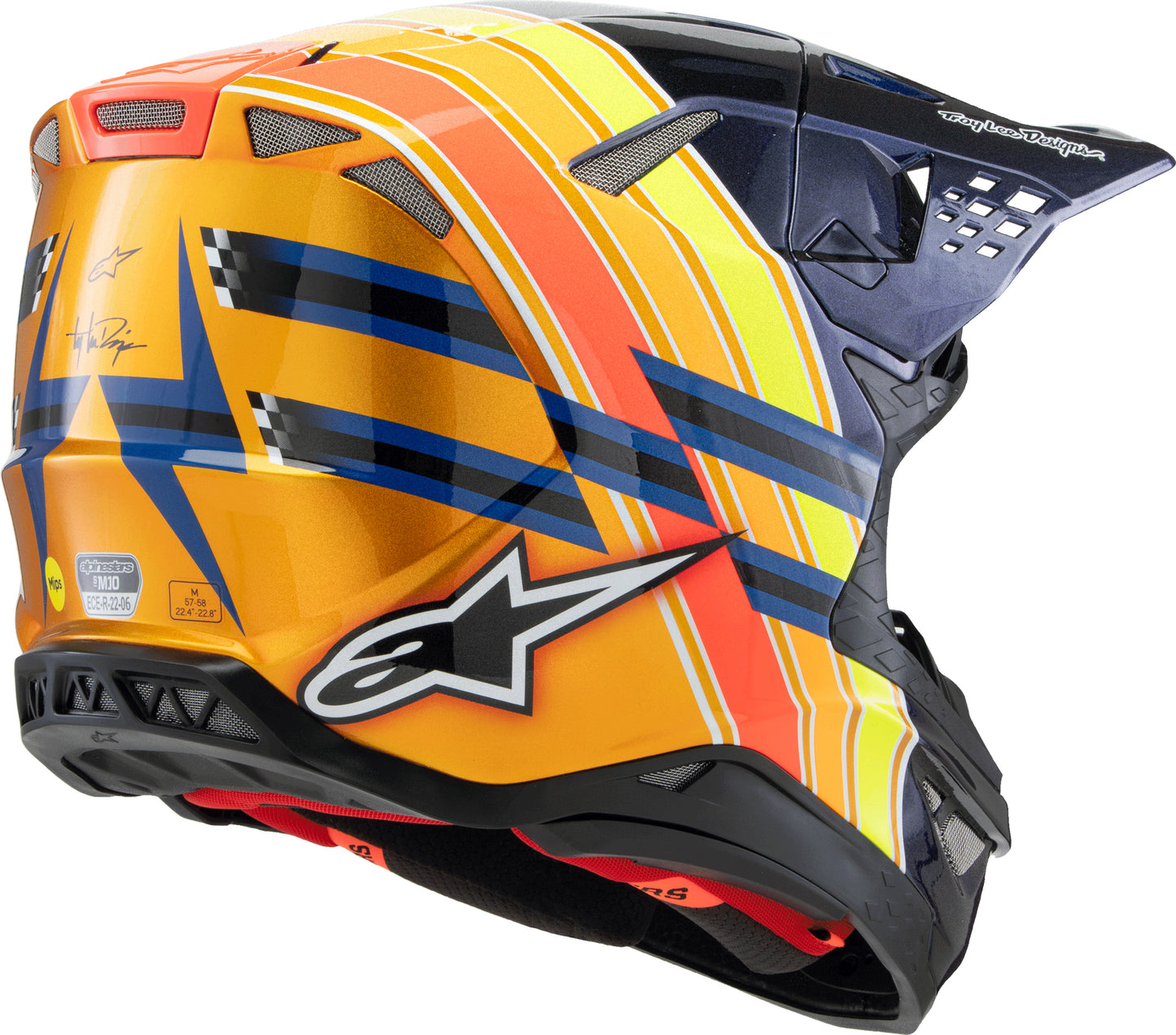Alpinestars Supertech M10 TLD Edition Off-Road Helmet - X-Small Dark Blue/Orange/Yellow Fluo/Red