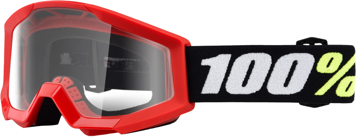 100-Percent Strata Mini Goggle for Youth - Red Frame with Clear Lens, Offroad Off-Road Eyewear