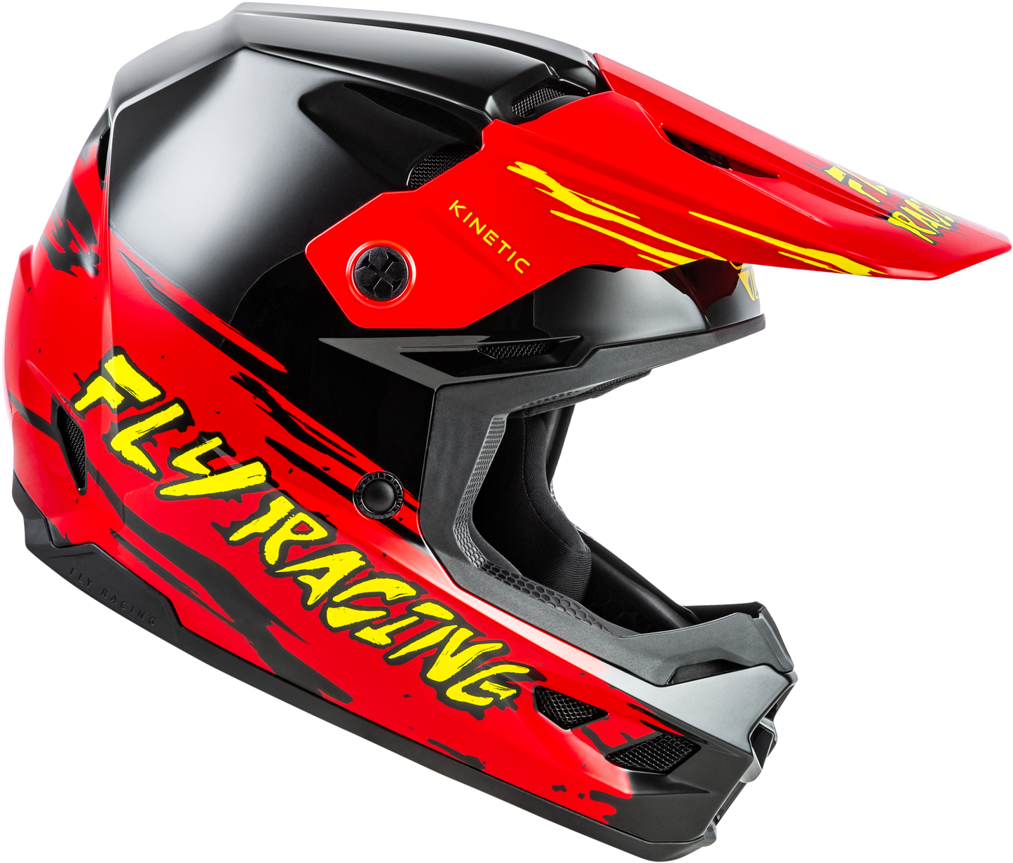 Fly Racing Youth Kinetic Surge Helmet - Black/Red/Yellow, Youth Small Off-Road Motorcycle Helmet