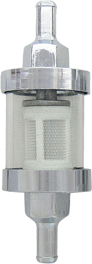 HardDrive See Flow Fuel Filter 3 1/4 x 1 1/8 inch with Chrome End Caps - V-Twin Intake System Part 03-0051