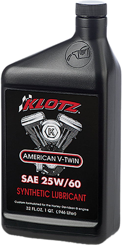 KLOTZ Synthetic Lubricant 25W-60 Engine Oil for Harley Davidson V-Twin Engines, 1 Quart