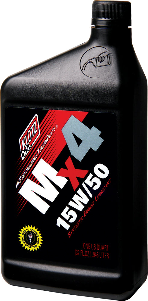 Klotz Mx4 Techniplate 15W50 Engine Oil - 32 oz. Synthetic Motor Oil with JASO MA2 and API SN Certification
