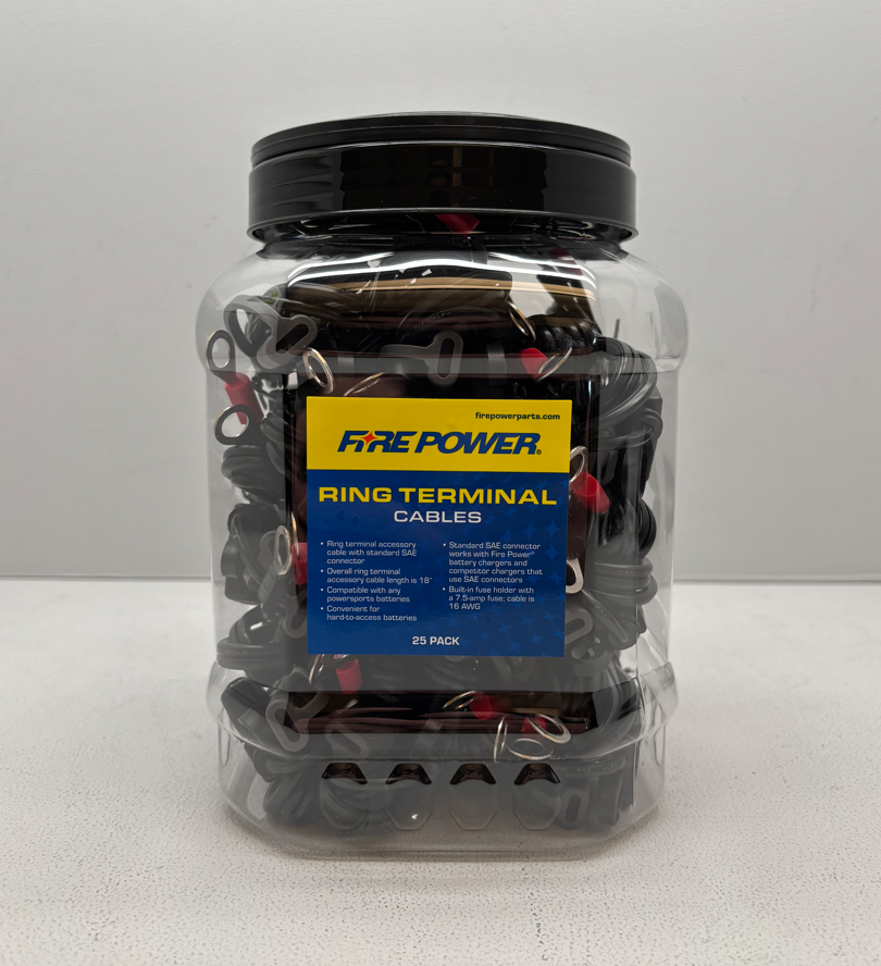 FIRE POWER 040-0001-25-02 25-Pack Ring Terminal Cables for Battery Chargers & Components