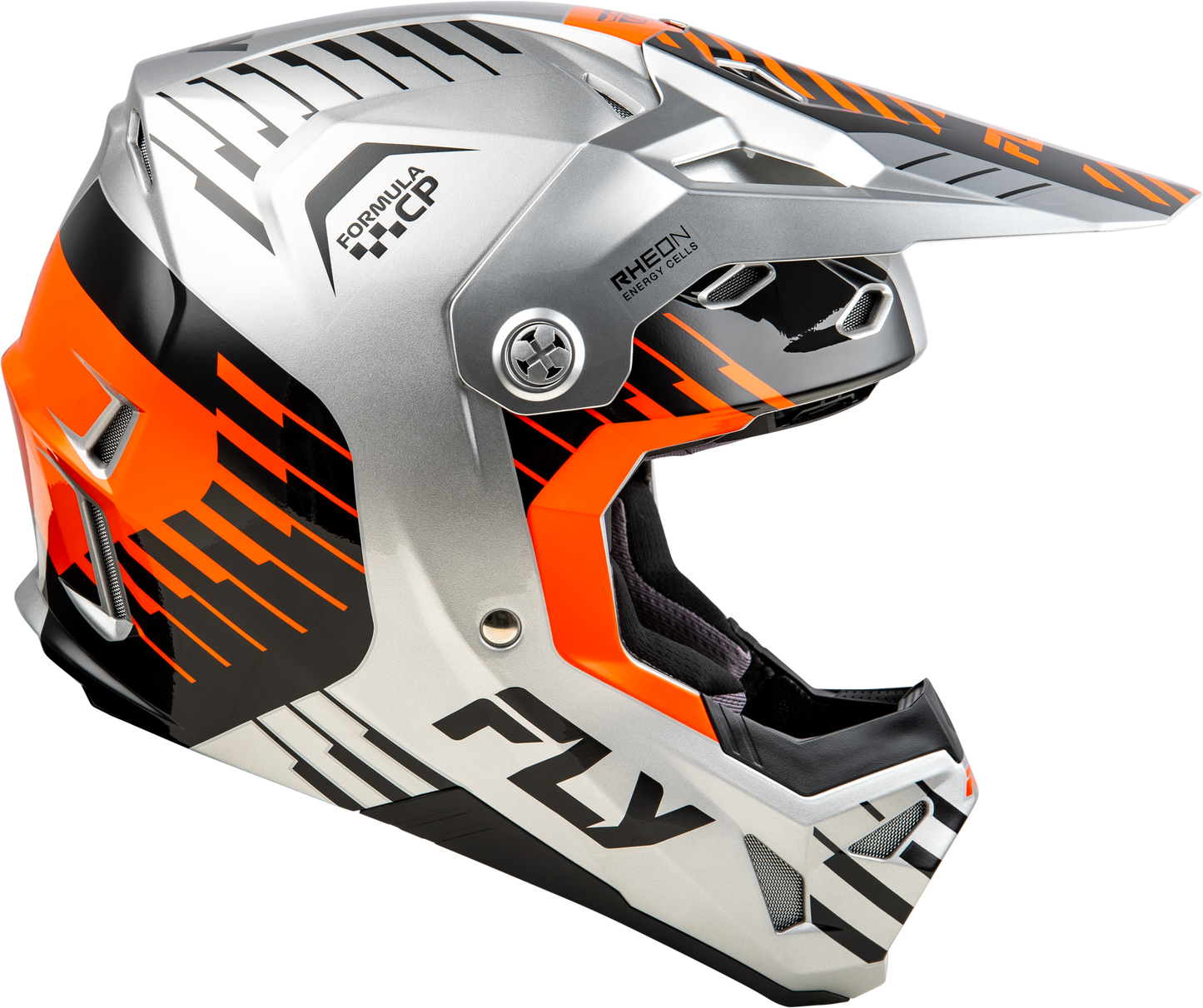 Fly Racing Youth Formula CP Slice Helmet Grey/Orange/Black YL – Full-Face Offroad Helmet with Impact-Absorbing Technology