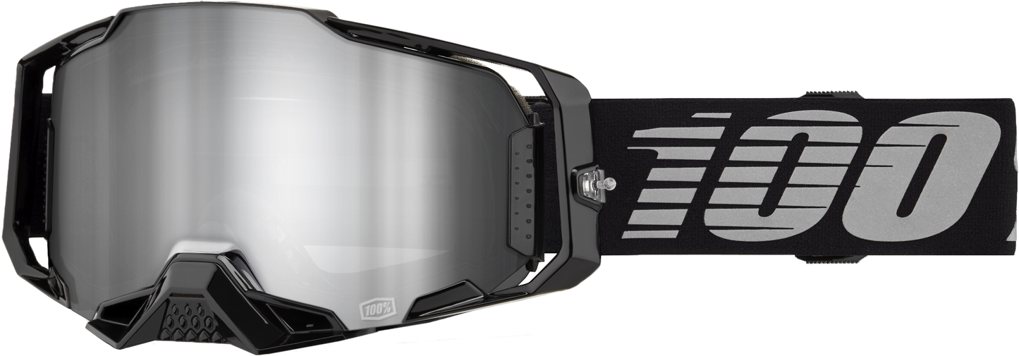 100 Percent Armega Goggle Black Mirror Silver Lens – Offroad Impact-Resistant Eyewear with Ultra HD Clarity