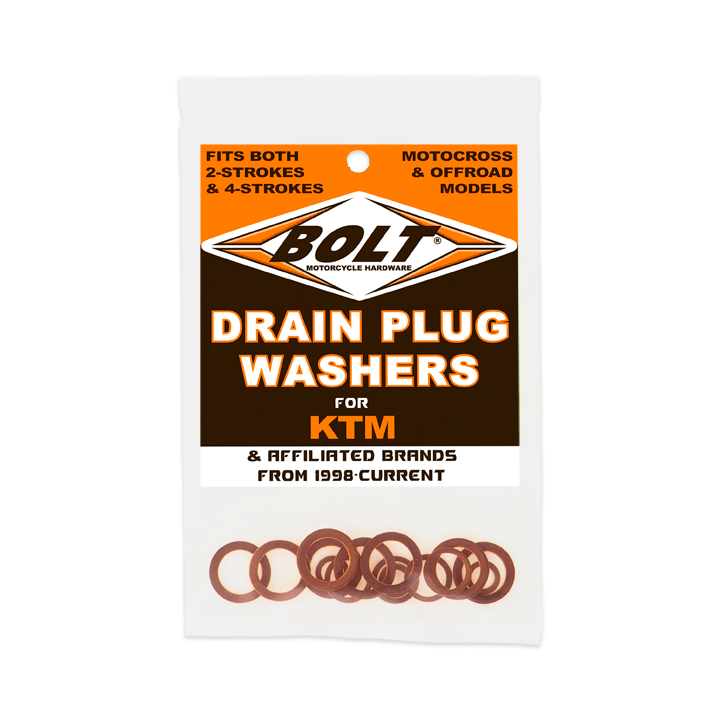 BOLT KTM Drain Plug Washers for 2/4 Stroke Offroad Motorcycles – M12, M10, M6 Copper Seal Washers